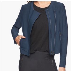 Athleta Blue Stellar Asymmetrical Zip Up Jacket Moto Bomber Women’s Size XS